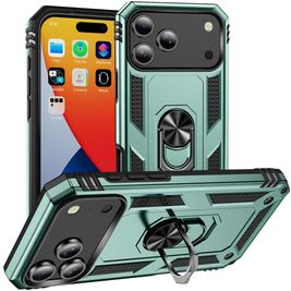 Mobigear Armor Ring iPhone 17 Pro Max Hülle Hardcase Backcover Stoßfest mit Ringhalter - Grün