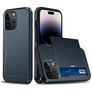 Mobigear Card iPhone 15 Pro Max Hülle Hardcase Backcover Stoßfest mit Kartenhalter - Dunkelblau