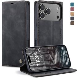 CaseMe 013 iPhone 17 Pro Hülle Klapphülle Geldbörse - Schwarz