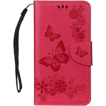 Mobigear Butterfly Samsung Galaxy A8 (2018) Hülle Klapphülle Geldbörse - Rot