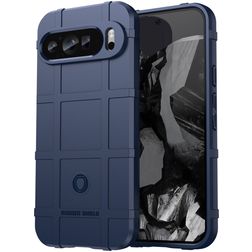 Mobigear Rugged Shield Google Pixel 9 Pro Hülle Flexibles TPU Backcover Stoßfest - Blau