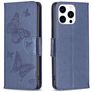 Mobigear Butterfly iPhone 16 Pro Max Hülle Klapphülle Geldbörse - Blau