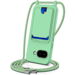 Mobigear Lanyard Card Google Pixel 10a Silikon Handykette mit Kartenhalter - Grün