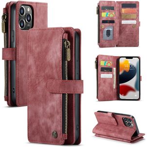 Caseme C30 iPhone 13 Pro Hülle Abnehmbare 2in1 Klapphülle Geldbörse - Rot