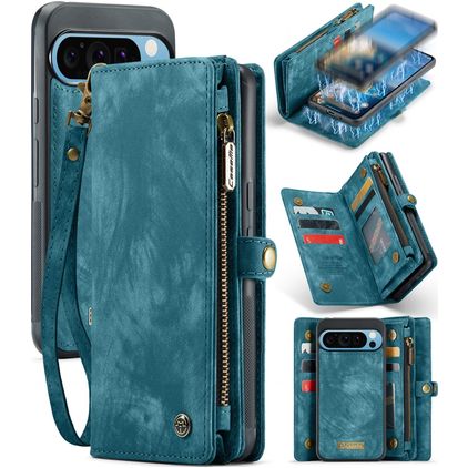 CaseMe 008 Google Pixel 9 Pro XL Hülle Abnehmbare 2in1 Klapphülle Geldbörse - Blau