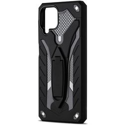 Mobigear Armor Stand Samsung Galaxy A12 Hülle Hardcase Backcover Stoßfest mit Ständer - Schwarz