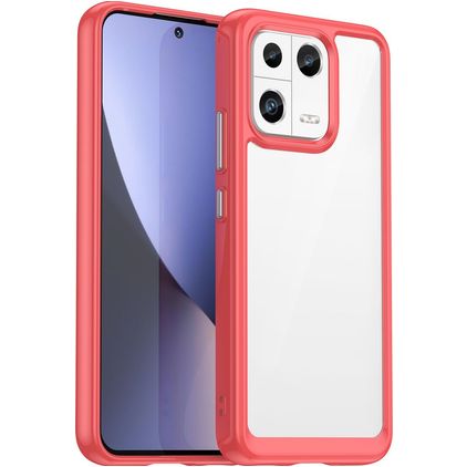 Mobigear Crystal Xiaomi 13 Hardcase Backcover - Transparent / Rot