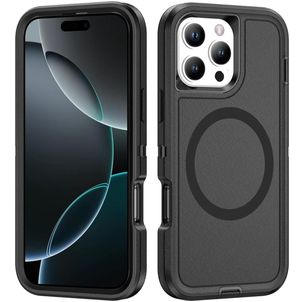 Mobigear Rugged Mag iPhone 16 Pro Max MagSafe Hülle Hardcase Backcover Stoßfest - Schwarz