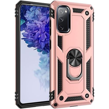 Mobigear Armor Ring Samsung Galaxy S20 FE Hülle Hardcase Backcover Stoßfest mit Ringhalter - Roségold