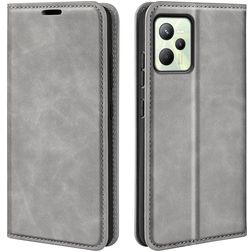 Mobigear Retro Slim Realme C35 Hülle Klapphülle Geldbörse - Grau