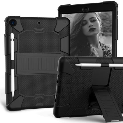 Mobigear ShieldStand iPad 8 (2020) Hülle Kunststoff,Silikon Backcover + Stifthalter + Ständer - Schwarz