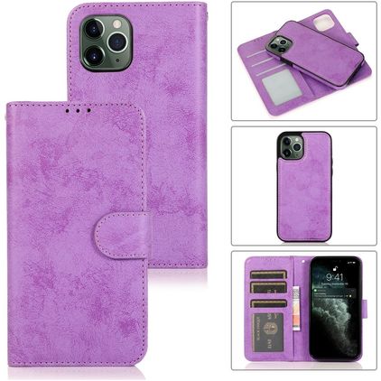 Mobigear Wallet iPhone 12 Mini Hülle Abnehmbare 2in1 Klapphülle Geldbörse - Lila