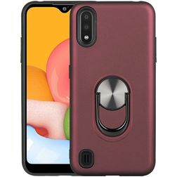 Mobigear Armor Ring Samsung Galaxy A01 Hülle Hardcase Backcover Stoßfest mit Ringhalter - Rot