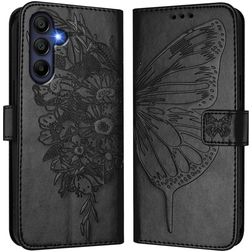 Mobigear Flowers Samsung Galaxy A17 Hülle Klapphülle Geldbörse - Schwarz
