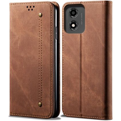 Mobigear Ranch Motorola Moto E14 Hülle Klapphülle Geldbörse - Braun