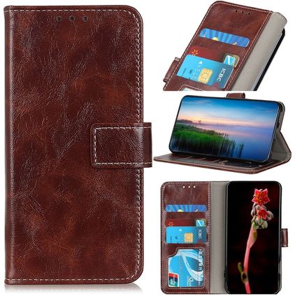 Mobigear Basic OnePlus 10T Klapphülle Portemonnaie - Braun