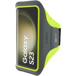 Mobiparts Comfort Fit Handyhalterung Joggen Samsung Galaxy S23 Sporthülle Neopren Sportarmband - Neon Green