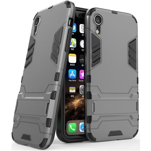 Mobigear Armor Stand iPhone XR Hülle Hardcase Backcover Stoßfest mit Ständer - Grau