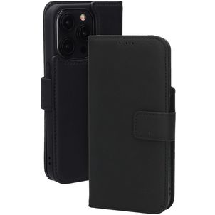 Mobiparts Wallet iPhone 15 Pro MagSafe Hülle Echtes Leder Klapphülle Geldbörse - Schwarz