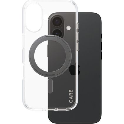 CARE by PanzerGlass Kickstand iPhone 16 MagSafe Hardcase Backcover mit Ständer - Transparent / Schwarz