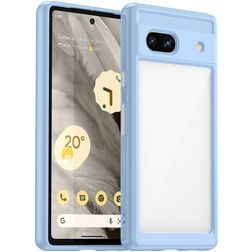 Mobigear Crystal Google Pixel 7a Hülle Hardcase Backcover - Transparent / Blau