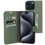 Mobiparts Classic Wallet iPhone 15 Pro Max Hülle Klapphülle Geldbörse - Stone Green
