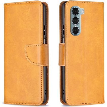 Mobigear Excellent Motorola Moto G200 5G Hülle Klapphülle Geldbörse - Cognac