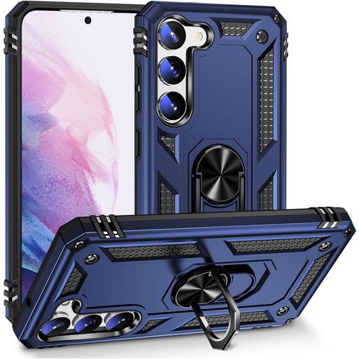 Mobigear Armor Ring Samsung Galaxy S23 Plus Hülle Hardcase Backcover Stoßfest mit Ringhalter - Blau