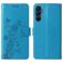 Mobigear Flowers Samsung Galaxy A17 Hülle Klapphülle Geldbörse - Blau