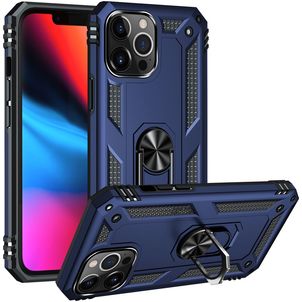 Mobigear Armor Ring iPhone 14 Pro Max Hülle Hardcase Backcover Stoßfest mit Ringhalter - Blau