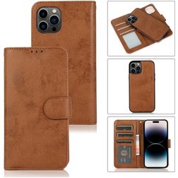 Mobigear Wallet iPhone 15 Pro Hülle Abnehmbare 2in1 Klapphülle Geldbörse - Braun