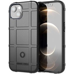 Mobigear Rugged Shield iPhone 13 Hülle Flexibles TPU Backcover Stoßfest - Schwarz