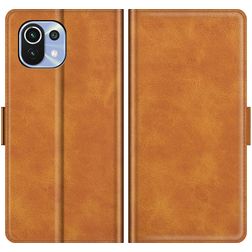 Mobigear Slim Magnet Xiaomi Mi 11 Lite Hülle Klapphülle Geldbörse - Cognac