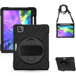 Mobigear SureGrip XGuard iPad Pro 11 Zoll (2022) Hülle Kunststoff,Silikon Backcover + Stifthalter + Schulterträger + Ständer - Schwarz