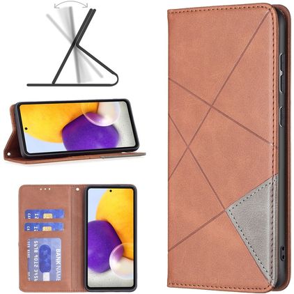 Mobigear Rhombus Slim Samsung Galaxy A73 Hülle Klapphülle - Braun