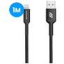 Mobigear Nylon USB-A auf Apple Lightning MFI Kabel 1 Meter - Schwarz