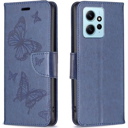Mobigear Butterfly Xiaomi Redmi Note 12 Klapphülle Portemonnaie - Blau