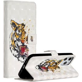 Mobigear Design iPhone 12 Pro Max Hülle Klapphülle Geldbörse - Tiger