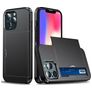 Mobigear Card iPhone 13 Hülle Hardcase Backcover Stoßfest mit Kartenhalter - Schwarz