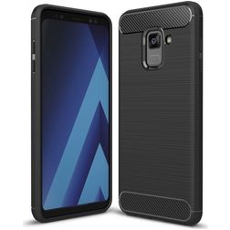 Mobigear Brushed Slim Samsung Galaxy A8 (2018) TPU (flexibel) Backcover - Schwarz