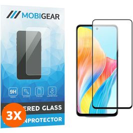 Mobigear Premium OPPO A58 4G Panzerglas Gehärtetes Glas Displayschutz - Hüllenfreundlich - Schwarz (3er Pack)