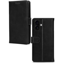 Mobilize Wallet iPhone 16 Hülle Echtes Leder Klapphülle Geldbörse - Schwarz