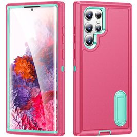Mobigear Rugged Stand Samsung Galaxy S23 Ultra Hülle Hardcase Backcover Stoßfest mit Ständer - Pink