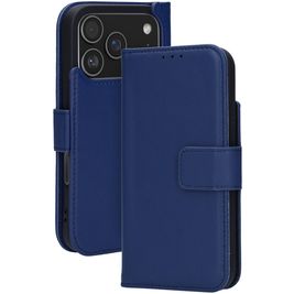 Mobiparts Wallet iPhone 17 Pro MagSafe Hülle Echtes Leder Klapphülle Geldbörse - Blau