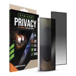 Striker Xtreme Impact Privacy Samsung Galaxy S25 Ultra Panzerglas Gehärtetes Glas Displayschutz Privacy - Hüllenfreundlich - Schwarz