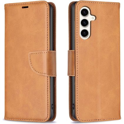 Mobigear Excellent Samsung Galaxy S24 FE Hülle Klapphülle Geldbörse - Cognac