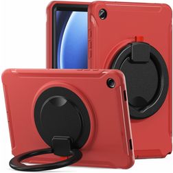Mobigear RingGuard Samsung Galaxy Tab A9 Plus (2023) Hülle Kunststoff,Silikon Backcover + Ständer - Rot