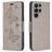 Mobigear Butterfly Samsung Galaxy S23 Ultra Hülle Klapphülle Geldbörse - Grau
