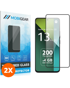 Mobigear Premium Xiaomi Redmi Note 13 Pro 5G Panzerglas Gehärtetes Glas Displayschutz - Hüllenfreundlich - Schwarz (2er Pack)
