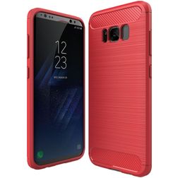 Mobigear Brushed Slim Samsung Galaxy S8 Hülle Flexibles TPU Backcover - Rot